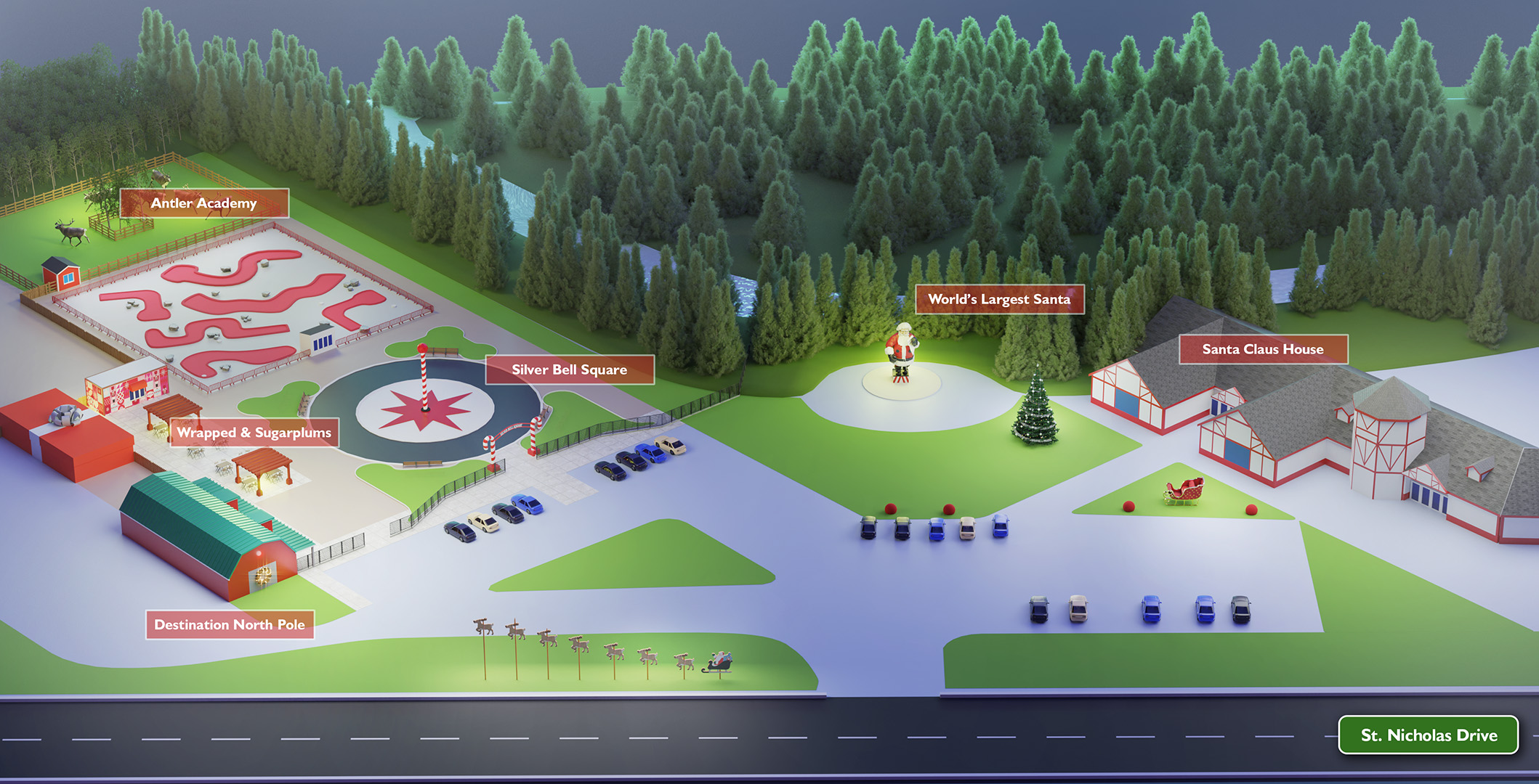 Map Of Santa Claus House And Silver Bell Square Property